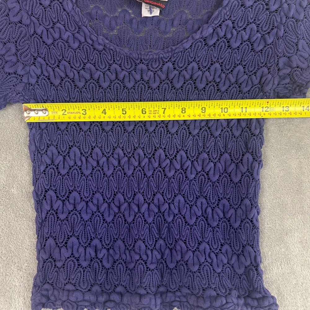 Vintage Baby Tee Womens S Crochet Knit Bubble Knit Y2KGrunge Whimsigoth - Picture 5 of 8